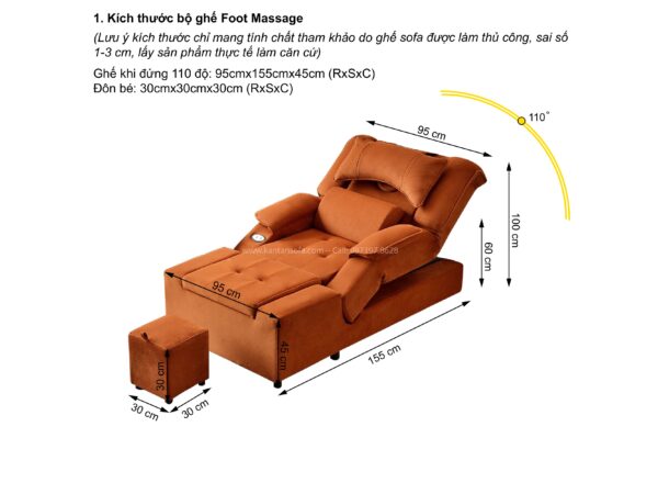 Ghế Foot Massage Chỉnh Điện Có Bồn Rửa Chân Kantan FD13 - Hình ảnh 4