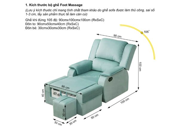 Ghế Foot Massage Chỉnh Điện Có Bồn Rửa Chân Kantan FD7 - Hình ảnh 4